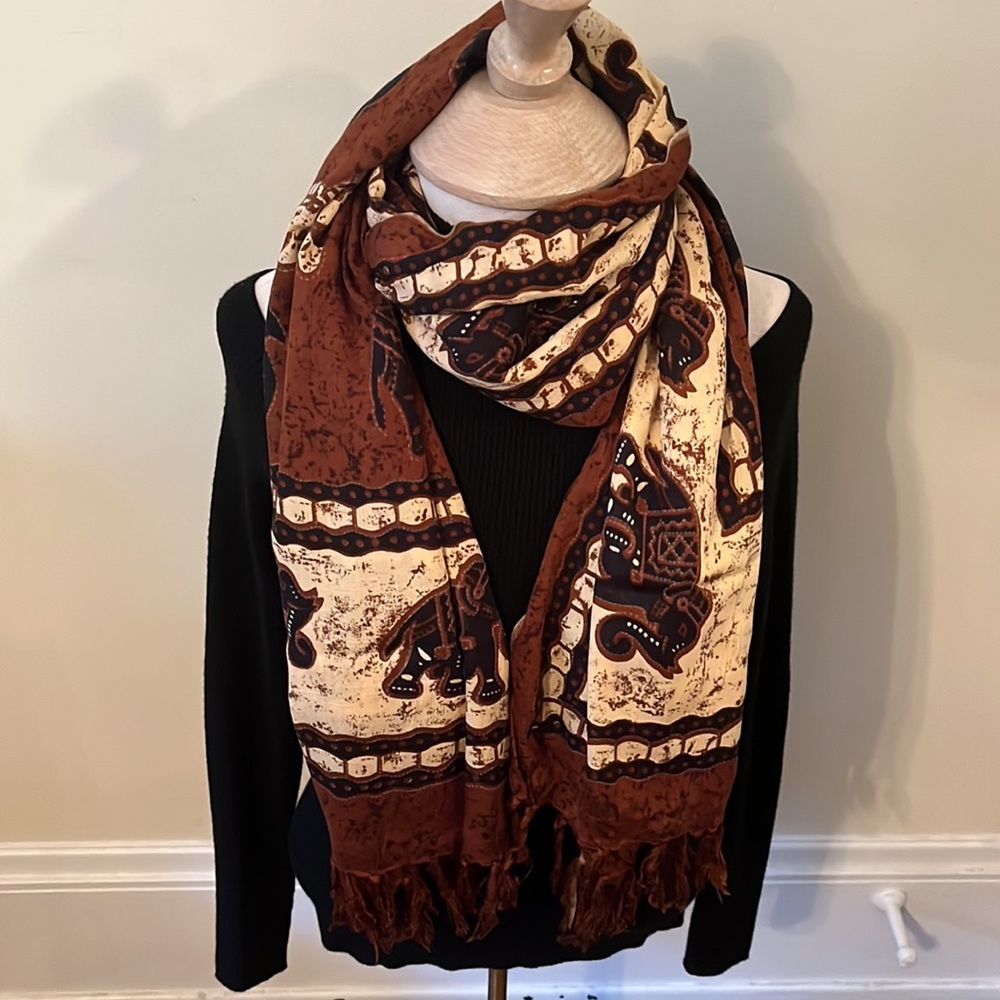 Extra Long Rectangular Elephant Themed Scarf - image 3